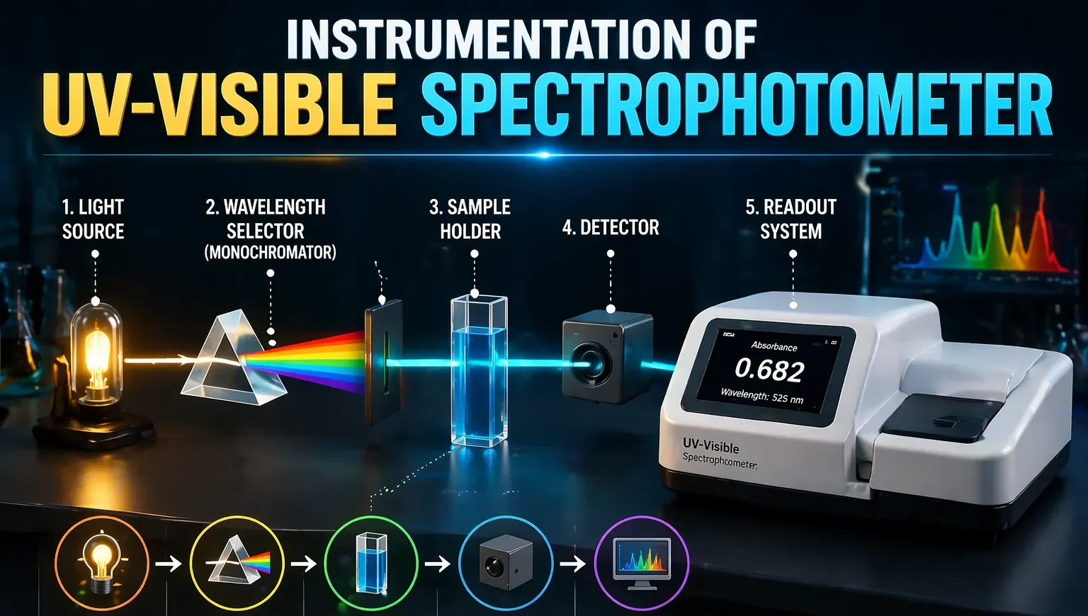 Instrumentation of UV-Visible Spectrophotometer